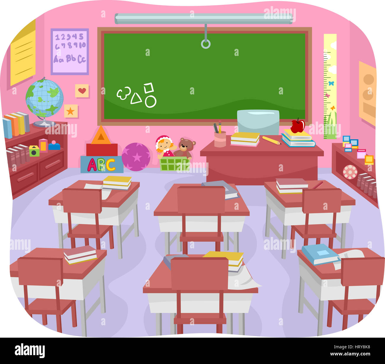 Clipart illustration preschool classroom hi-res stock photography and