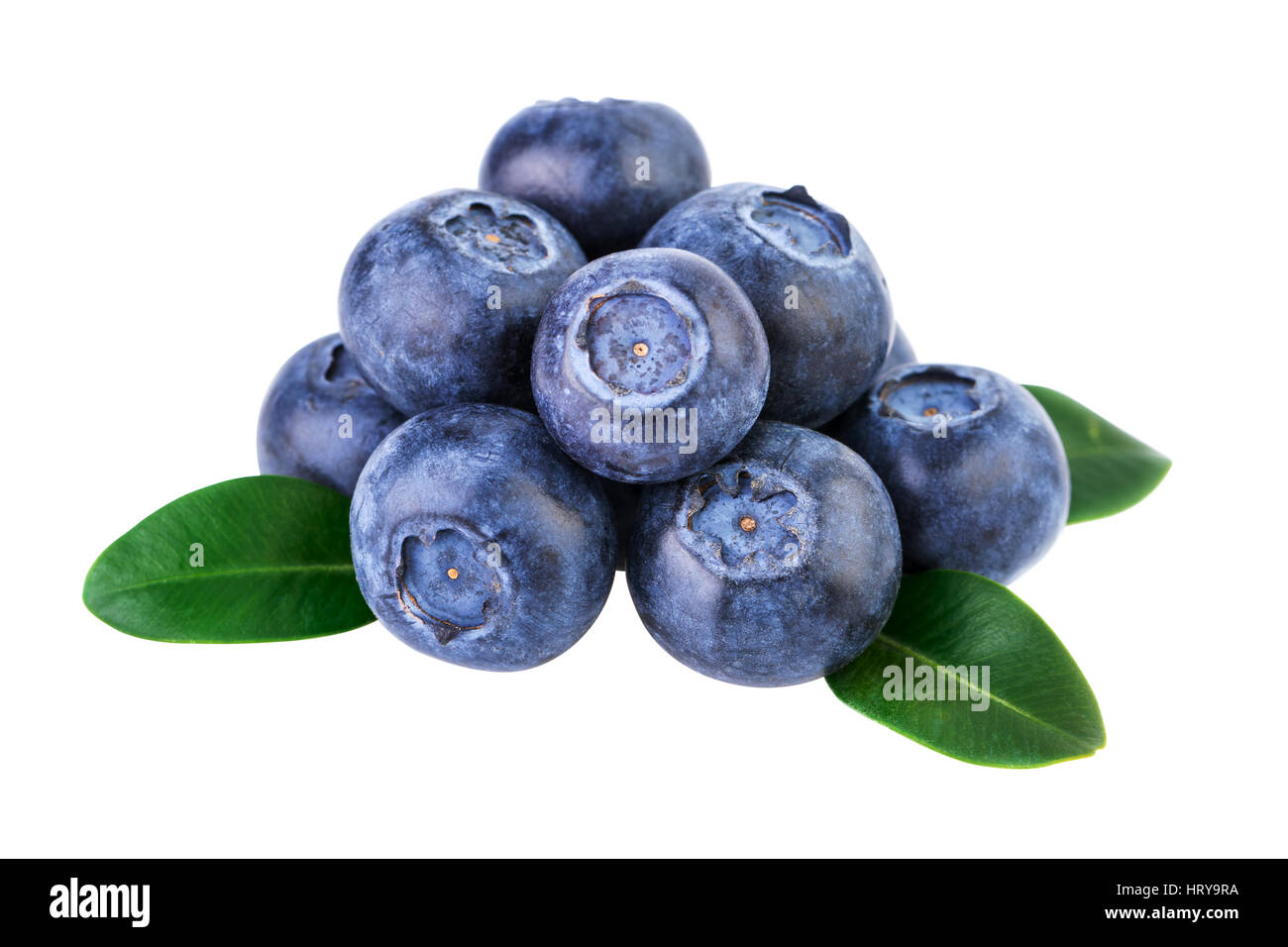 Stack of blueberries isolated on white with clipping path Stock Photo
