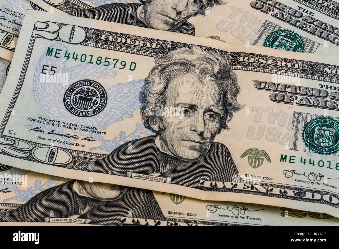 Twenty Dollar Bills for Abstract Background II Stock Photo
