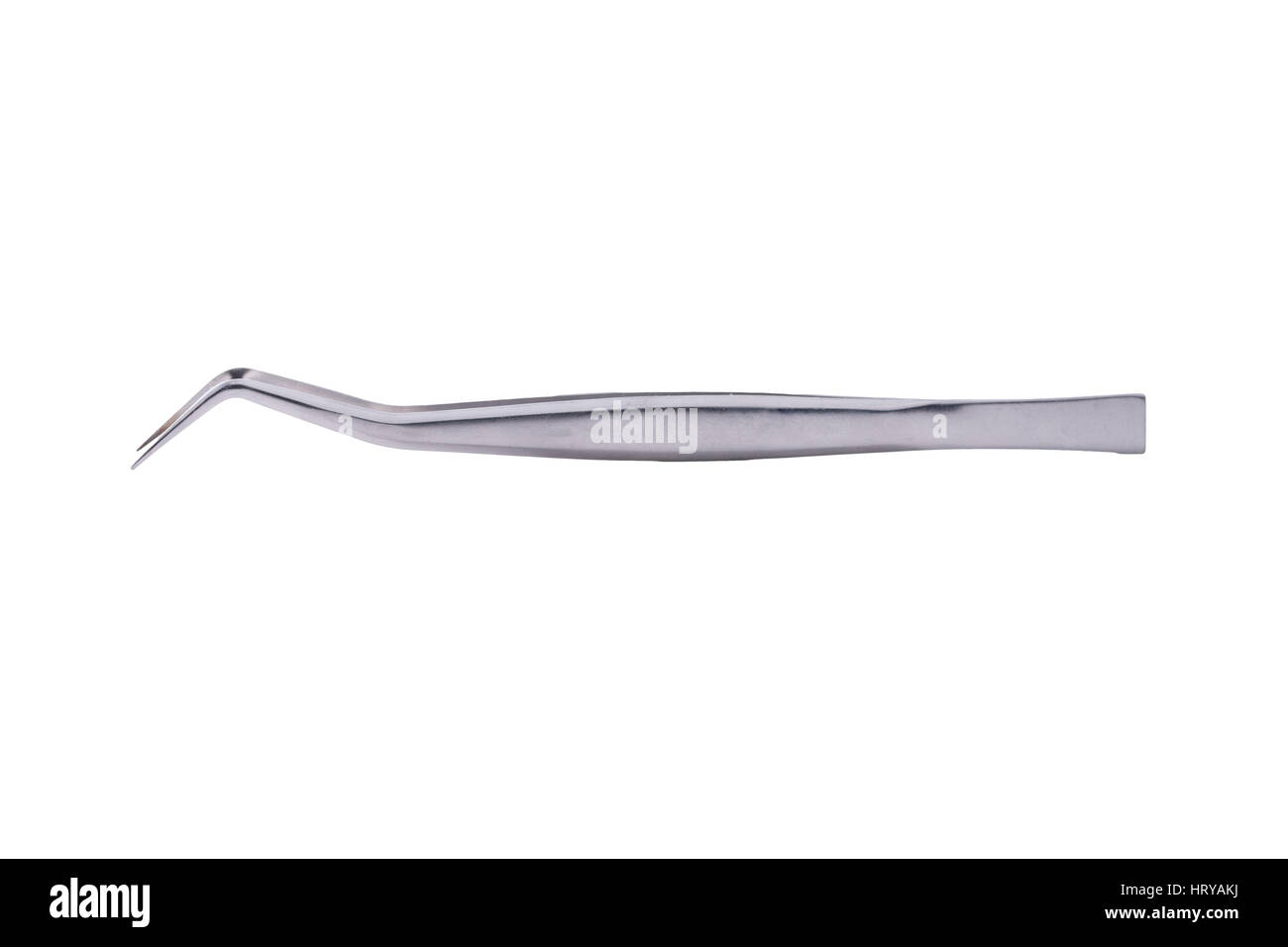 Close up photo of tweezers or forceps isolated in front of a white
