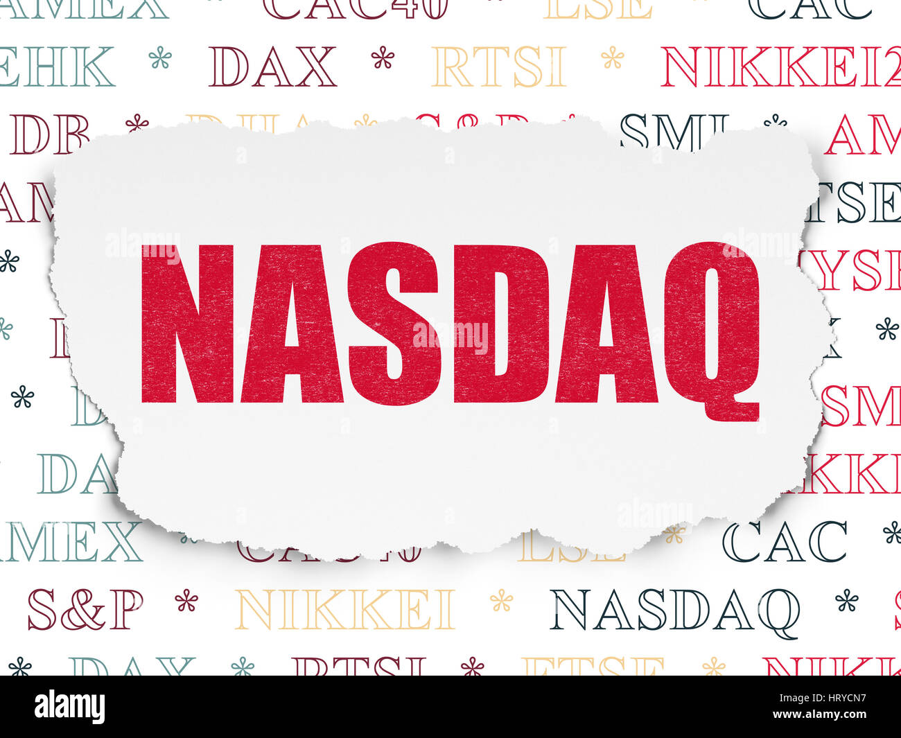 Stock market indexes concept: NASDAQ on Torn Paper background Stock Photo