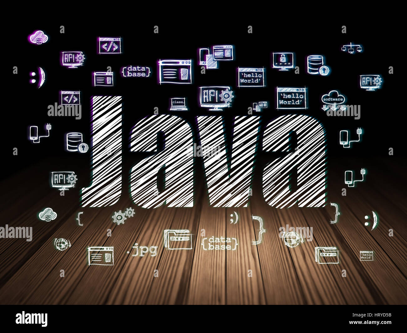 Programming concept: Java in grunge dark room Stock Photo - Alamy