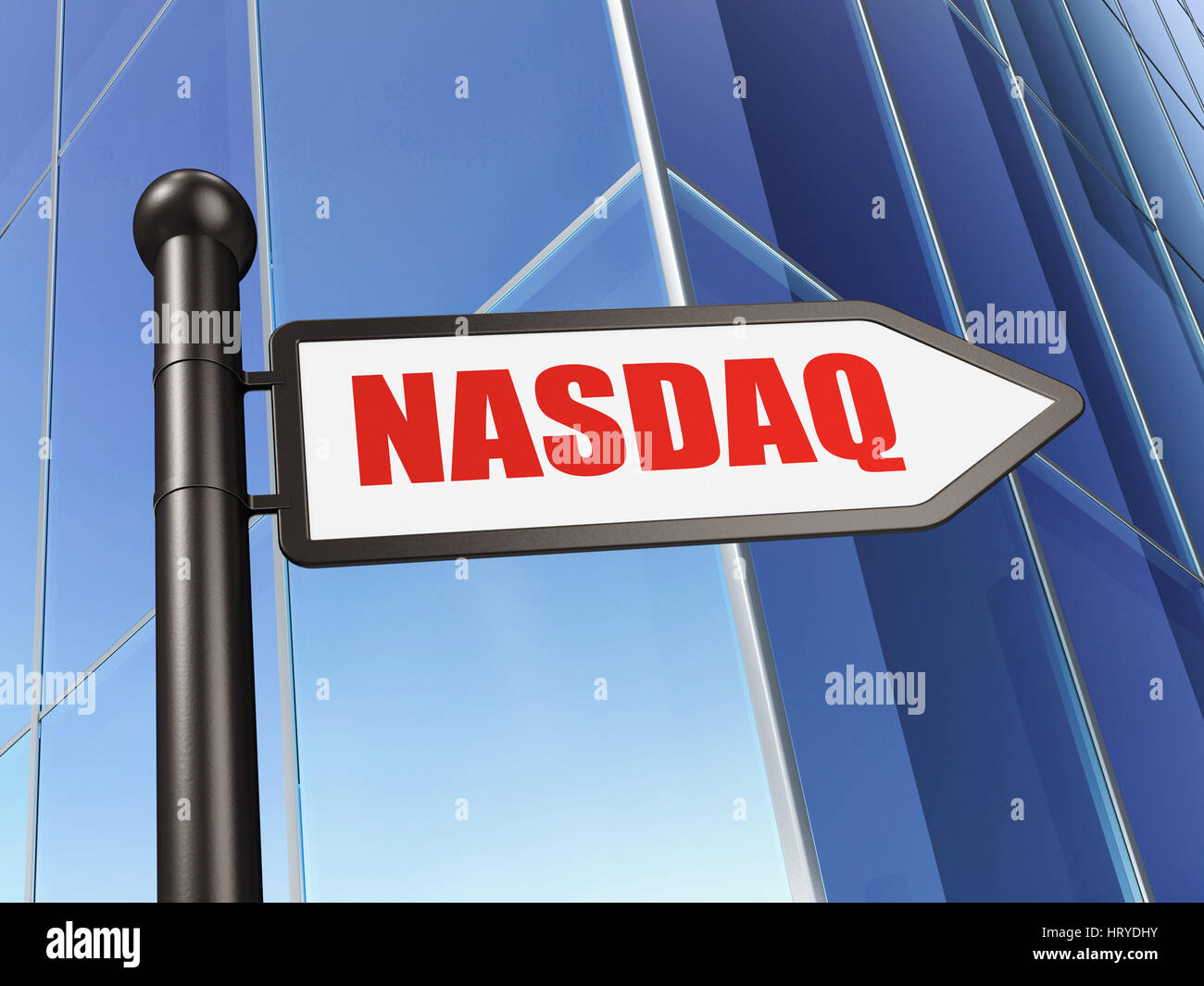 Stock market indexes concept: sign NASDAQ on Building background Stock Photo