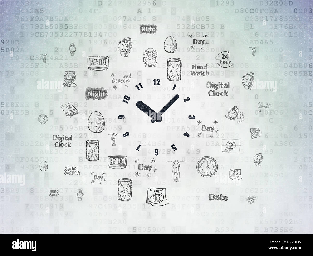 Timeline Concept Clock On Digital Data Paper Background Stock Photo Alamy
