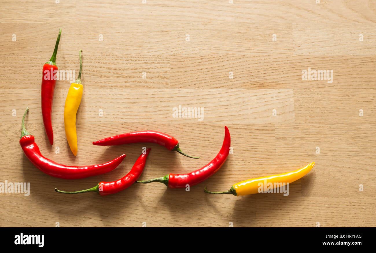 Colorful hot paprika on a table / place for the text Stock Photo Alamy