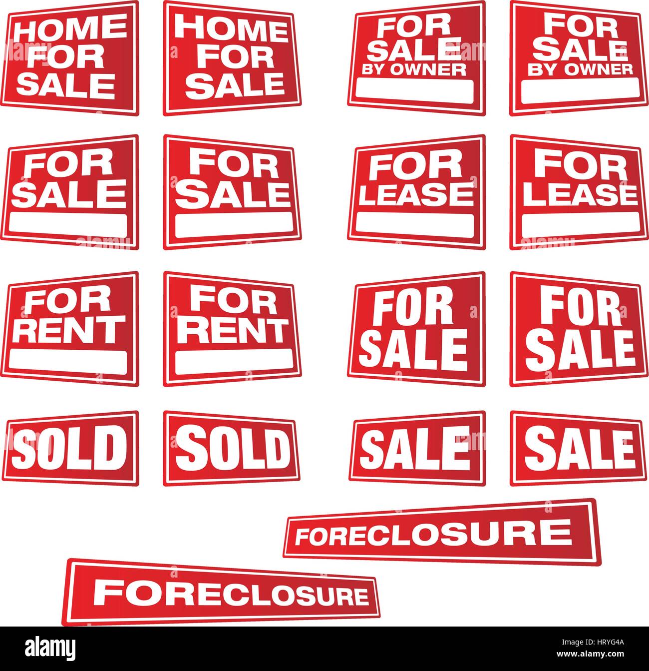 Various Red Real Estate and Business Signs in Right and Left ...