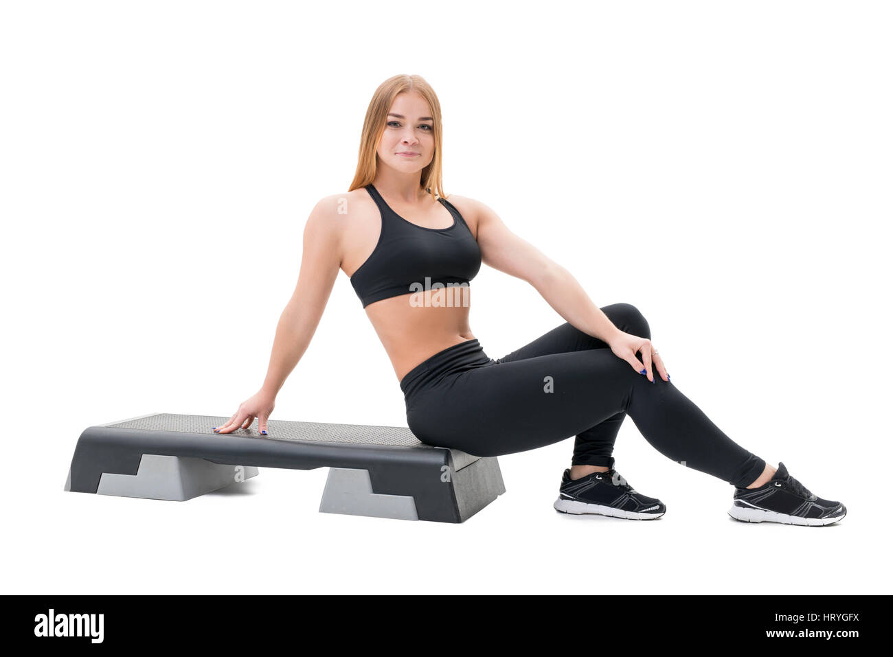 Step fitness trainer with stepper at studio Stock Photo - Alamy