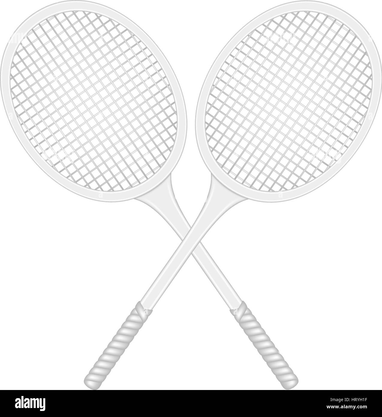 Crossed tennis rackets in retro design on white background Stock Vector