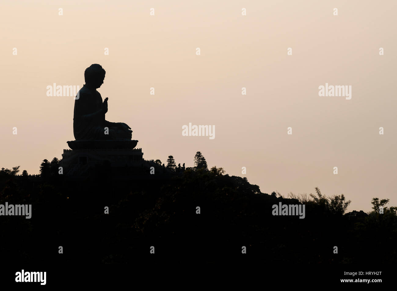 HONG KONG - MARCH 23, 2014 - Silhouette of Hong Kong's famous Big