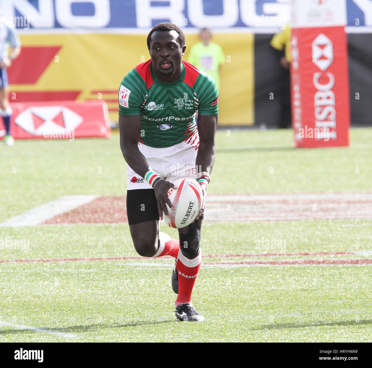 Las Vegas, Nevada, USA. 5th Mar, 2017. Kenyan Collins Injera is tackled ...