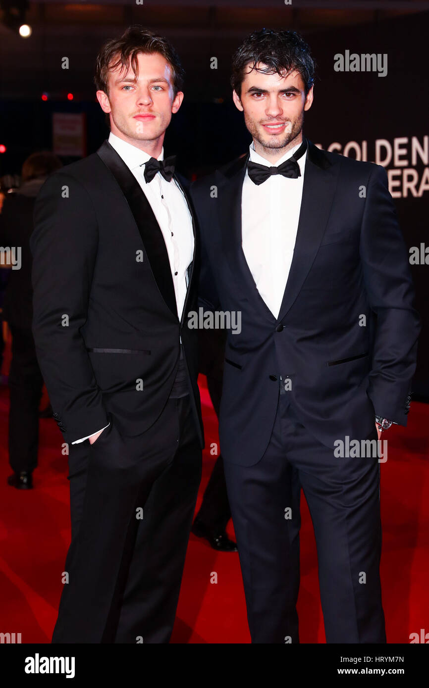 Albanian actor Nik Xhelilaj (r) and German actor Jannis Niewoehner arrive  at the 52nd Golden Camera film & TV awards 2017 in Hamburg, Germany, 04  March 2017. Photo: Christian Charisius/dpa Stock Photo - Alamy