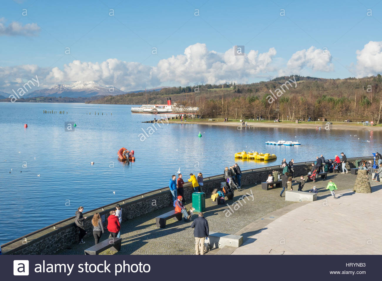 Loch Lomond Shores Loch Lomond Balloch Scotland Uk 5 March 2017 Uk Weather People Enjoying A Beautiful Bright Afternoon At Lomond Shores At The Foot Of Loch Lomond The Maid
