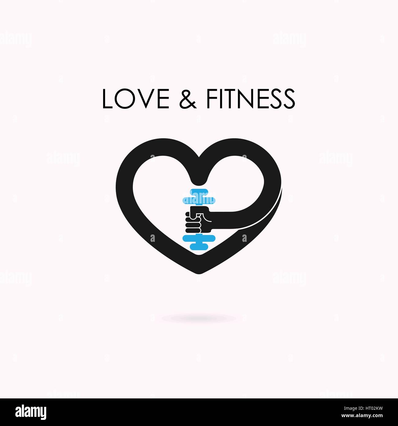 Heart sign and dumbbell icon.Fitness and gym logo.Healthcare,sport,medical and science symbol.Healthy lifestyle vector logo template.Vector illustrati Stock Vector