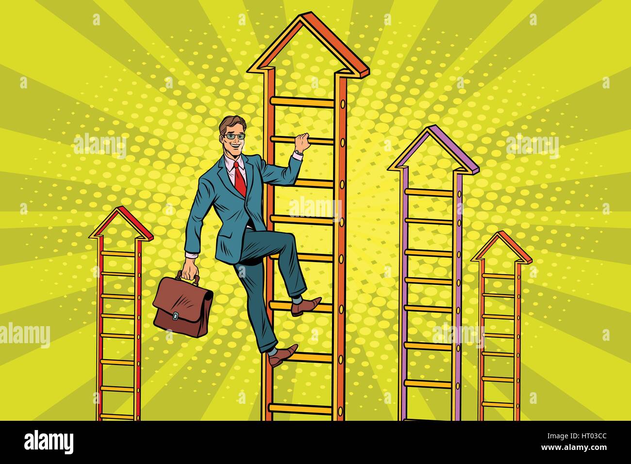 Businessman climbs up the stairs Stock Vector