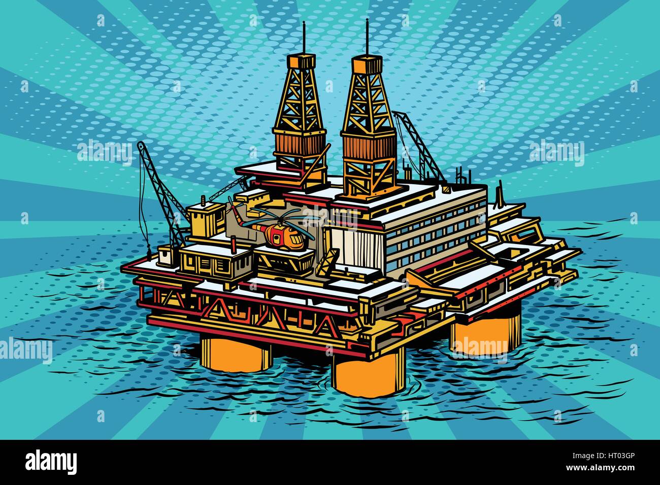 Oil and gas producing offshore platform Stock Vector