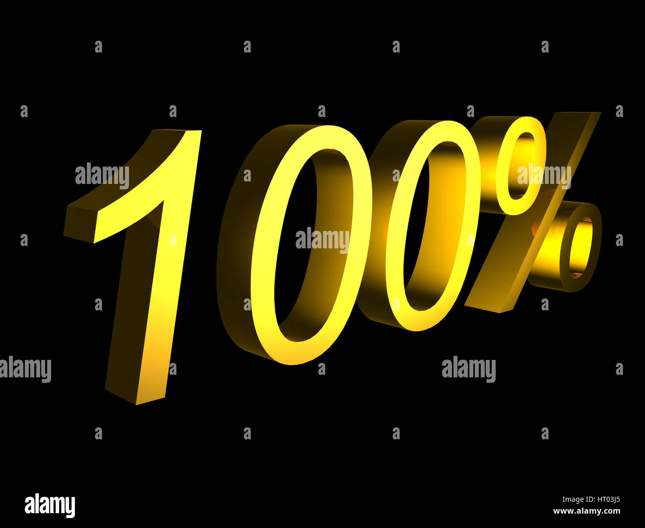 golden hundred percent on black background 3d render Stock Photo - Alamy