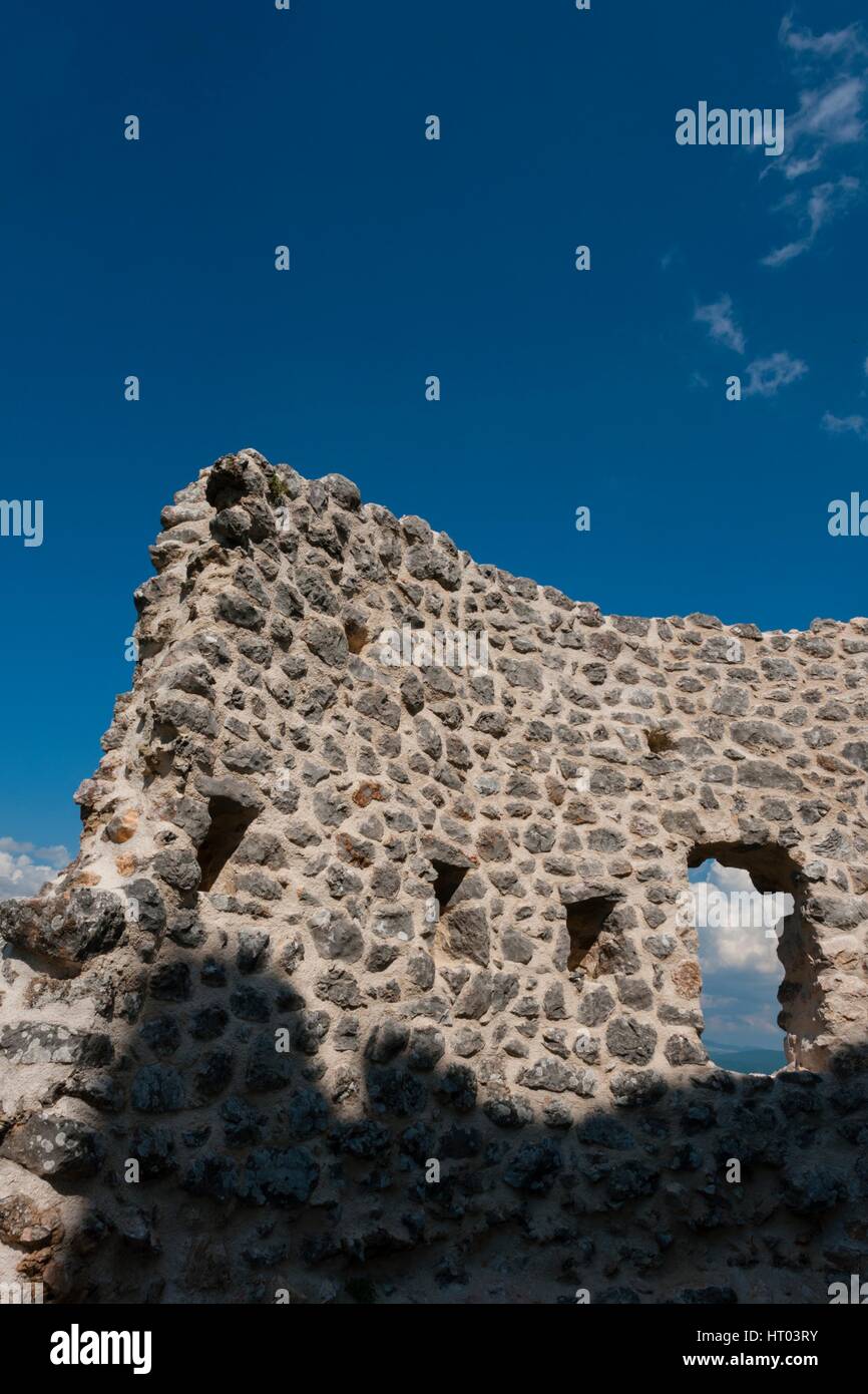 Prozor ruined ruin derelict medieval stone tower near Vrlika in Croatia Stock Photo
