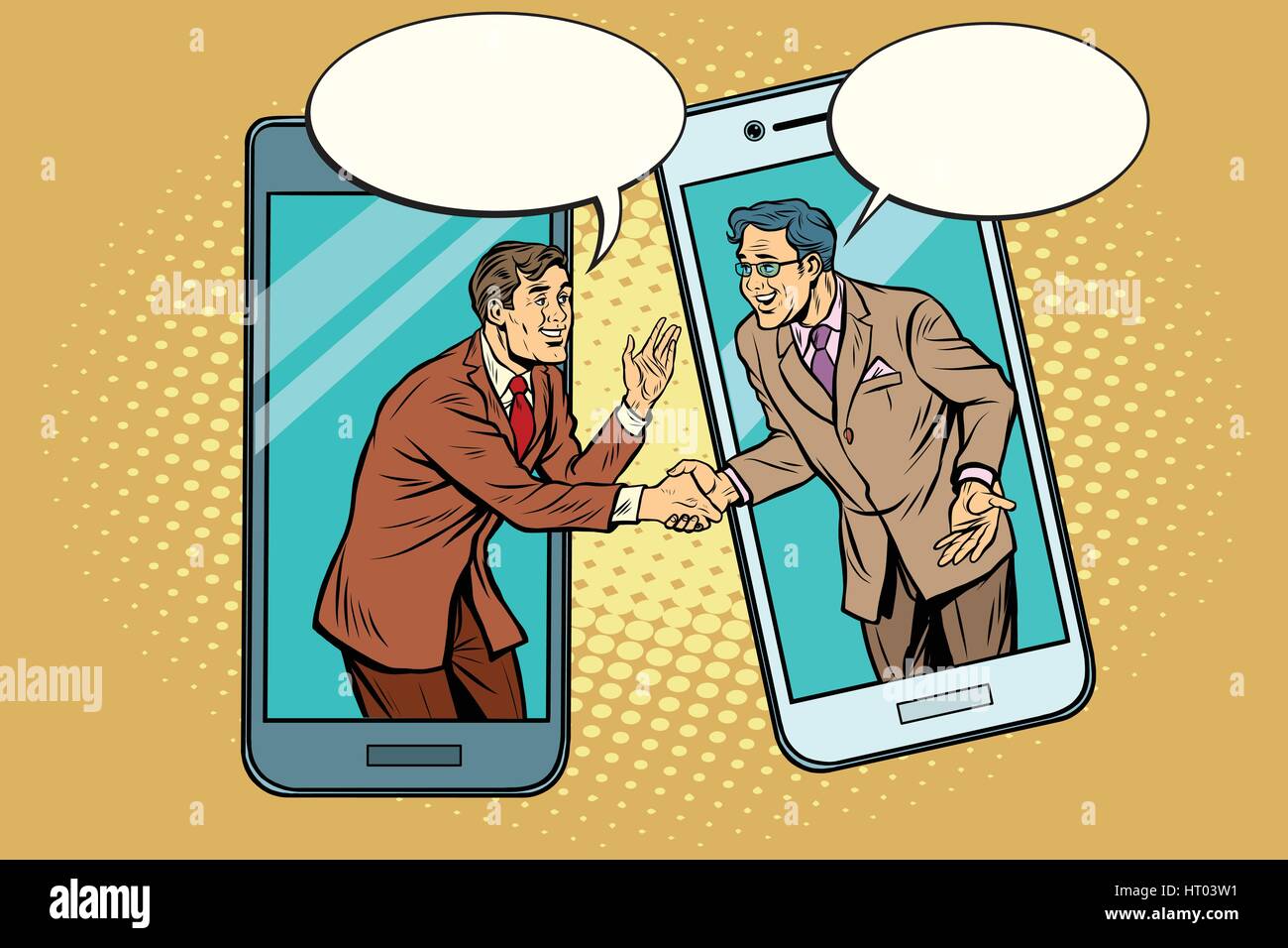 Online the talks of the two businessmen Stock Vector