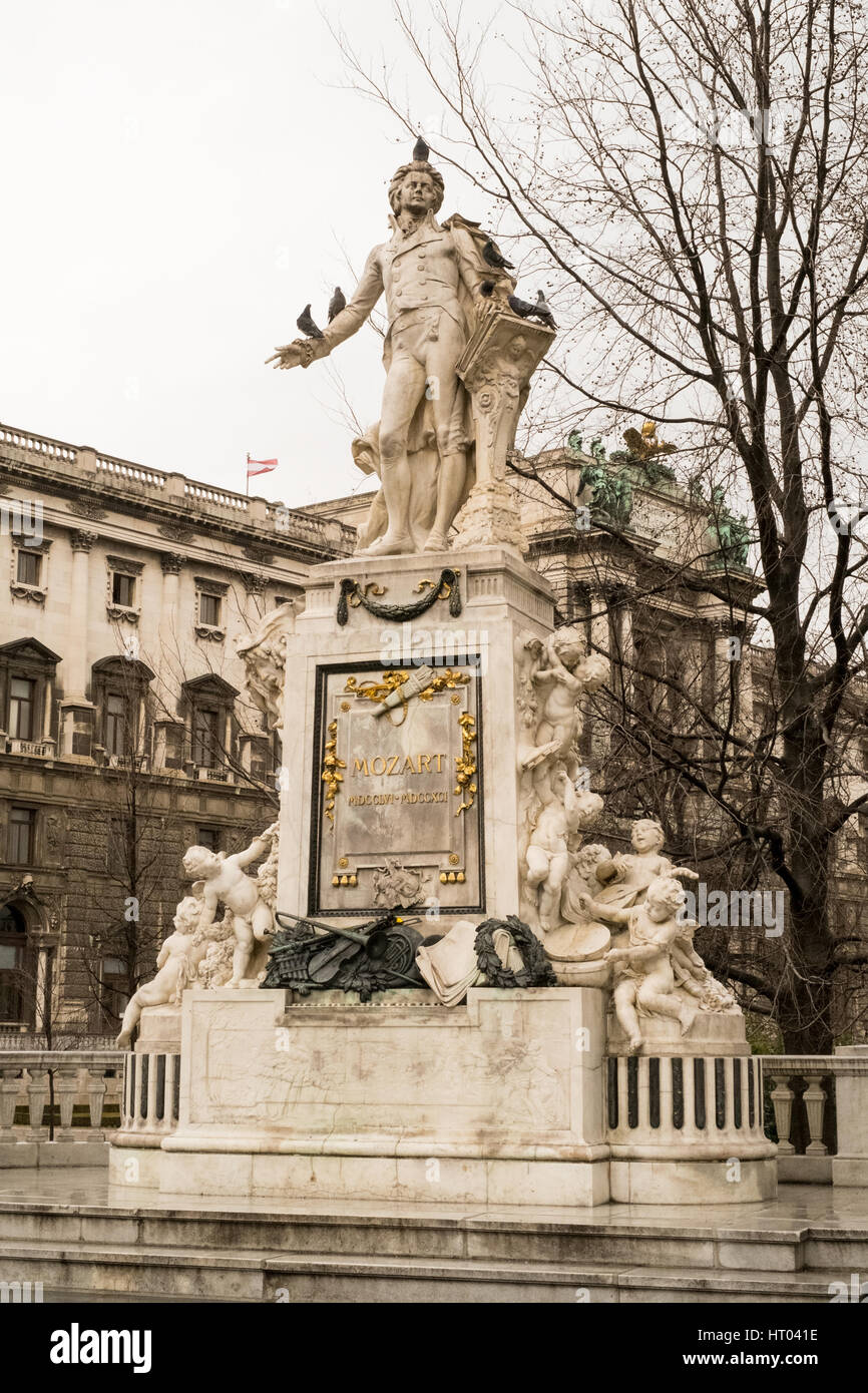 Statue of Mozart in Burggarten Imperial Palace Gardens, Vienna, Austria, Europe Stock Photo