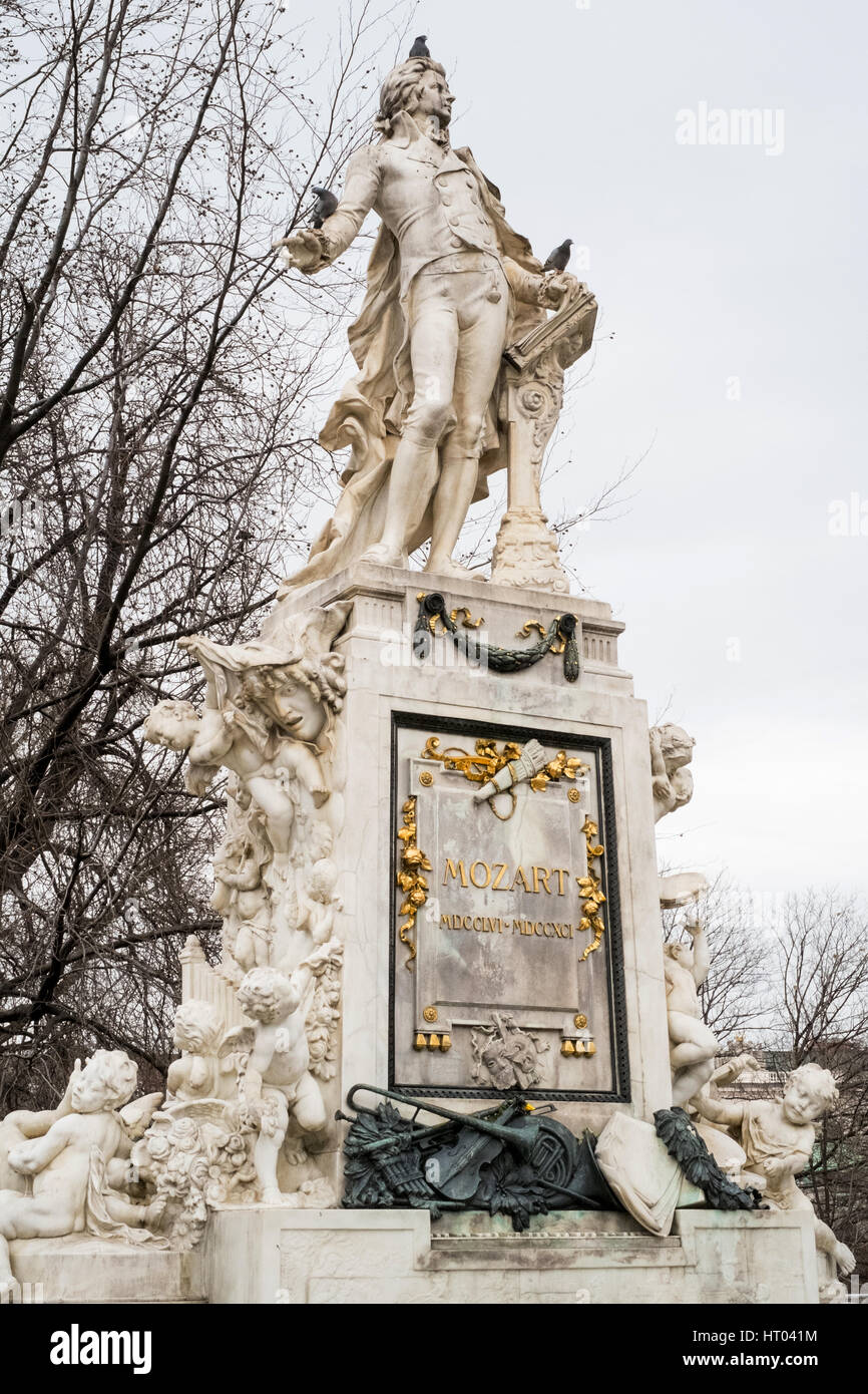 Statue of Mozart in Burggarten Imperial Palace Gardens, Vienna, Austria, Europe Stock Photo