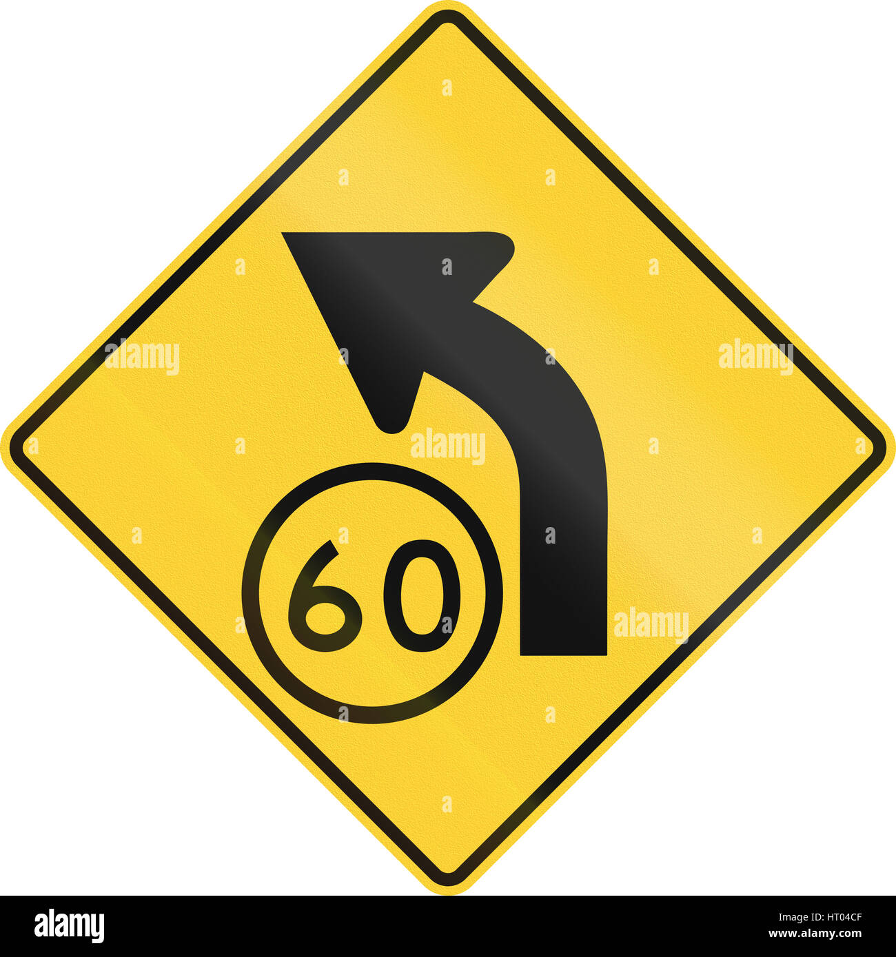 United States MUTCD road sign Curve with advisory speed limit Stock Photo Alamy