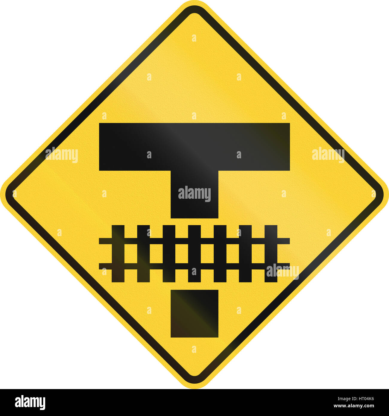 United States MUTCD road sign - Intersection and tracks Stock Photo - Alamy