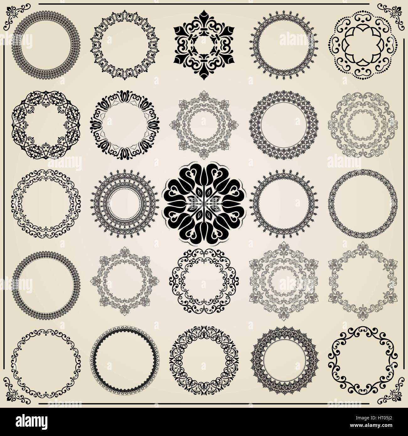 Vintage Set of Vector Round Elements Stock Vector Image & Art - Alamy