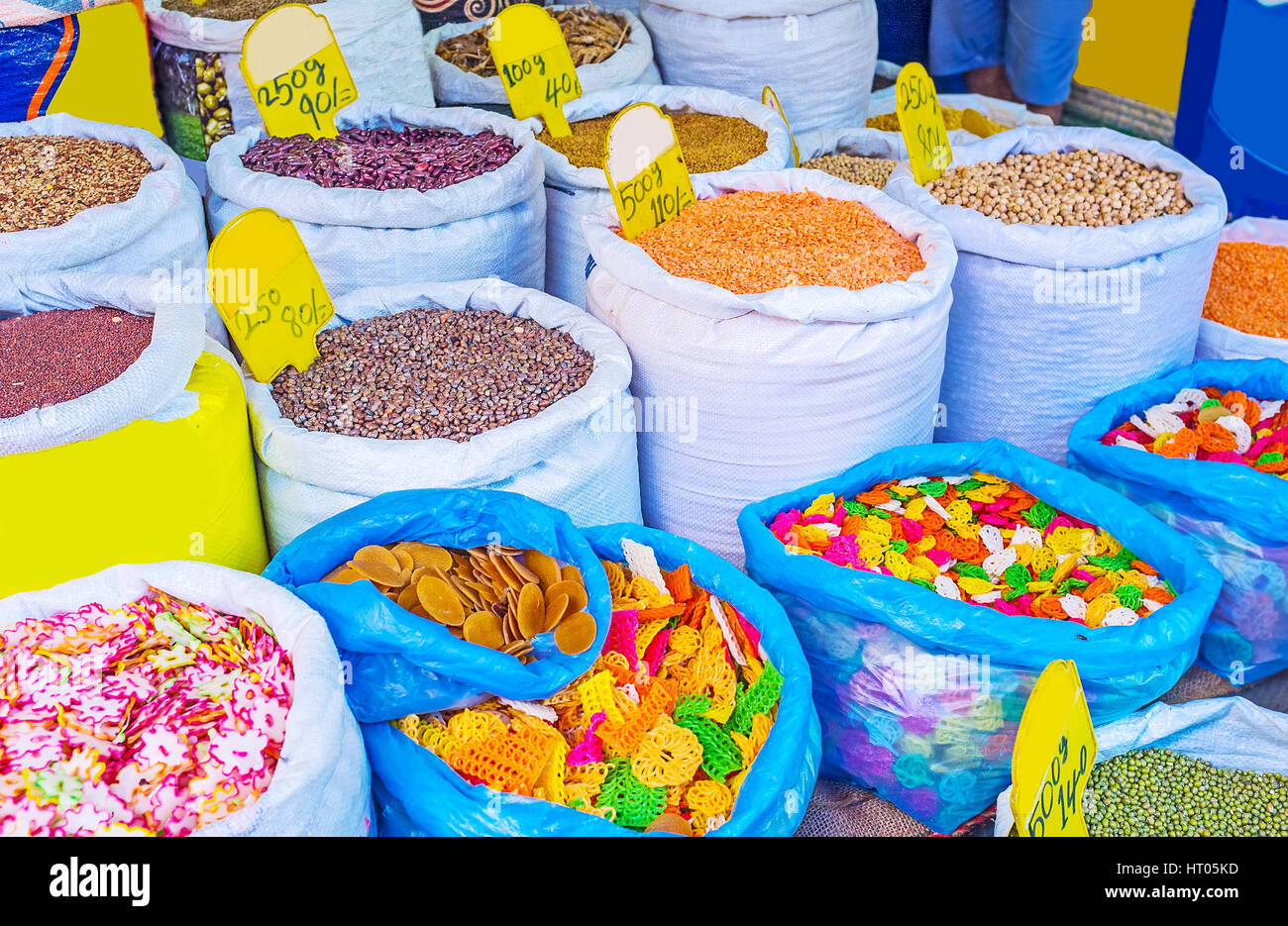 The cereals store at Manning Market in Pettah with red beans, colorful