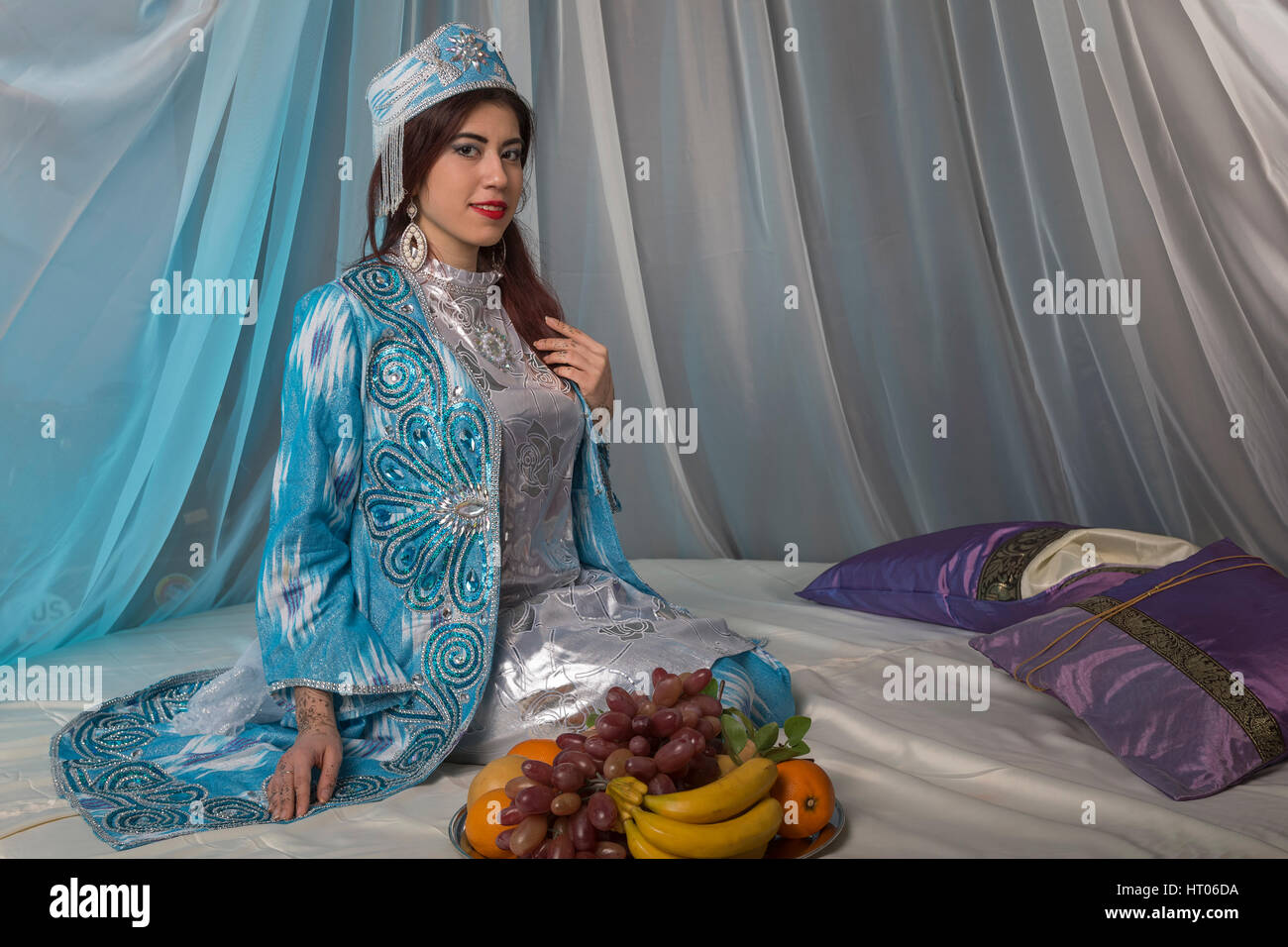East girl in the bedroom. Stock Photo