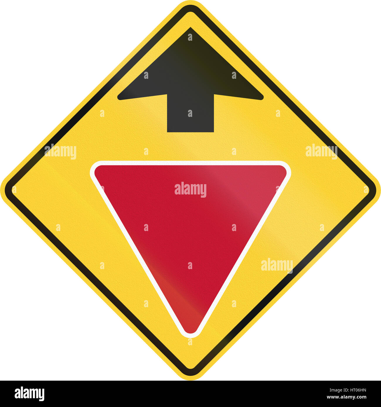 United States non-MUTCD-compliant road sign - Yield ahead Stock Photo ...