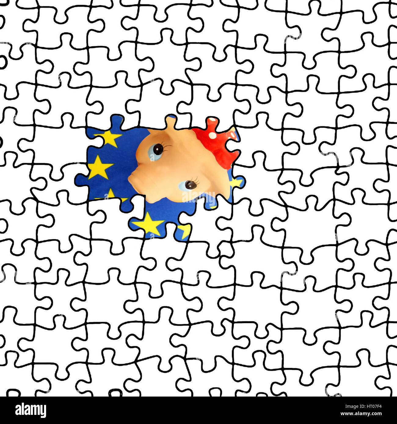 Euro-Sparschwein erscheint in einem Puzzle - Euro piggy bank appears in a puzzle Stock Photo