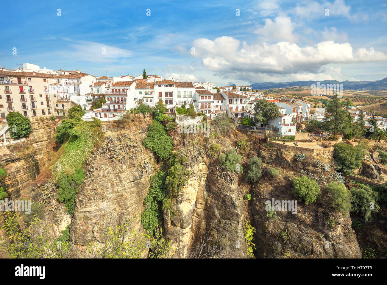 View of old town on Tajo Gorge in Ronda. Andalusia, Spain Stock Photo