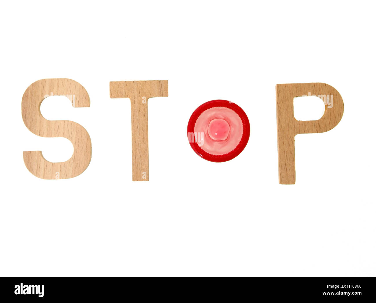 STOP mit Kondom, Symbolbild Stop Aids - STOP with condom, against aids Stock Photo