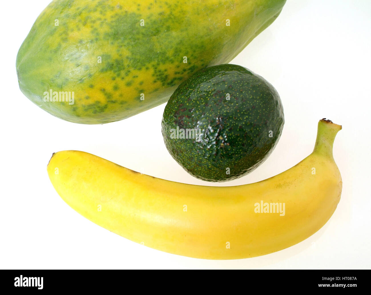 Papaya, Avocado und Banane - papaya, avocado and banana Stock Photo