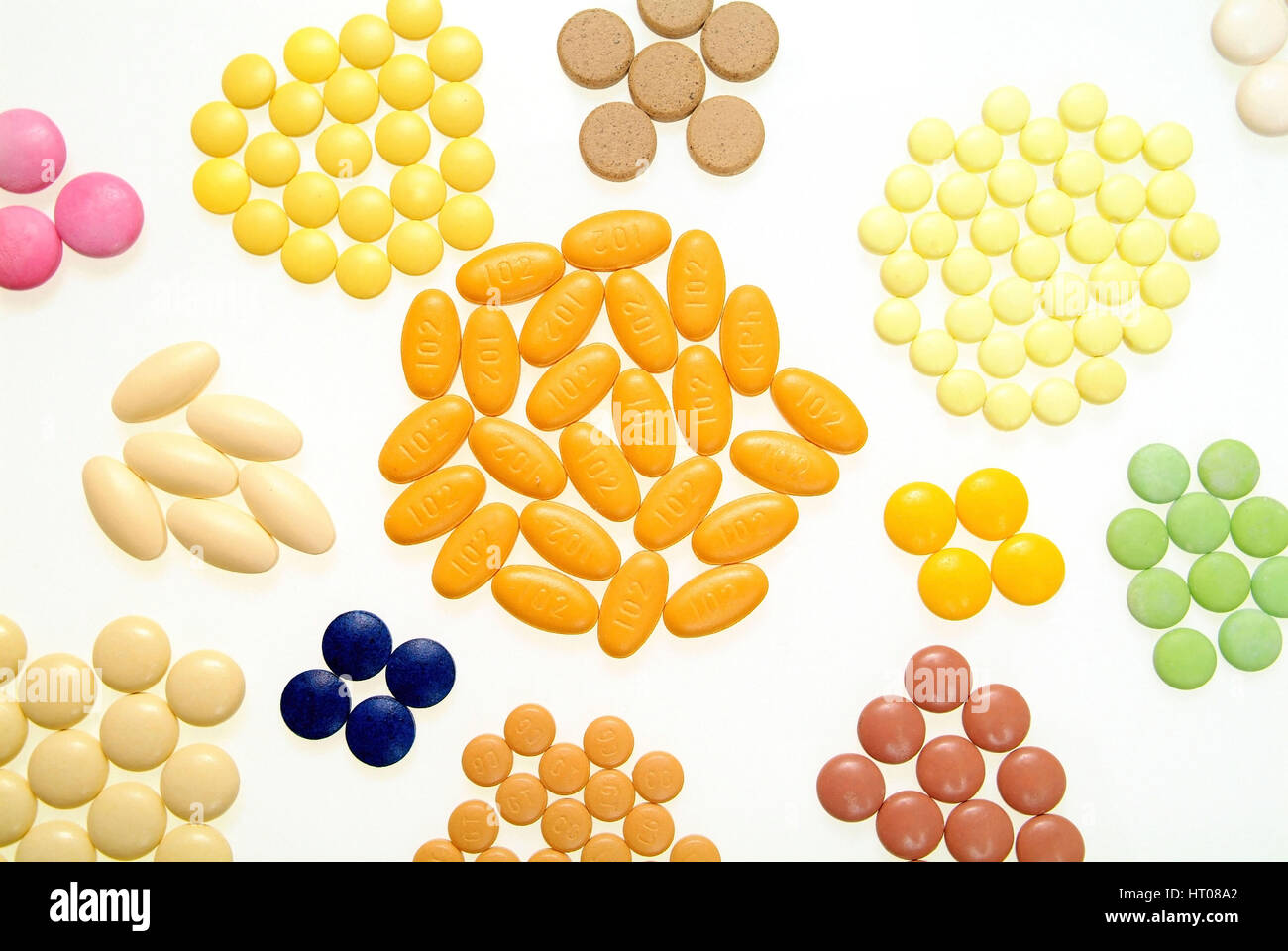 bunte Tabletten - coloured tablets Stock Photo - Alamy