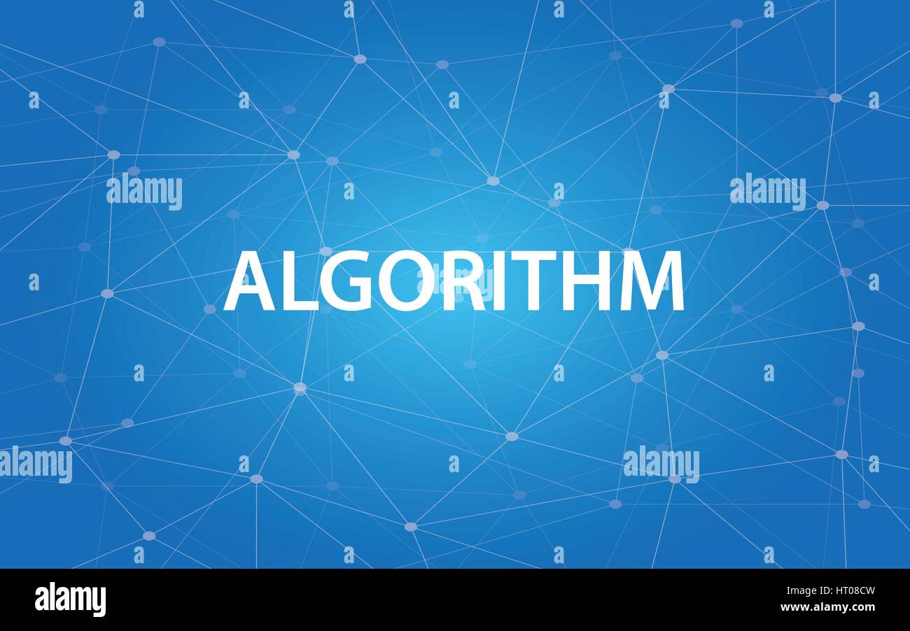 algorithm white text illustration with blue constellation as background ...