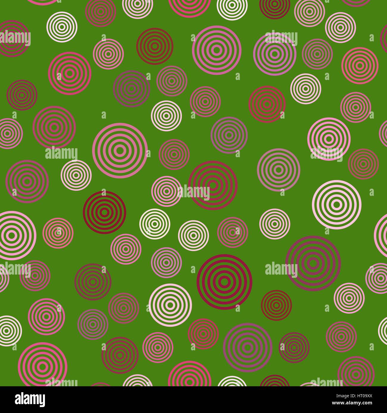 vector seamless pattern - brown concentric circles on green background ...