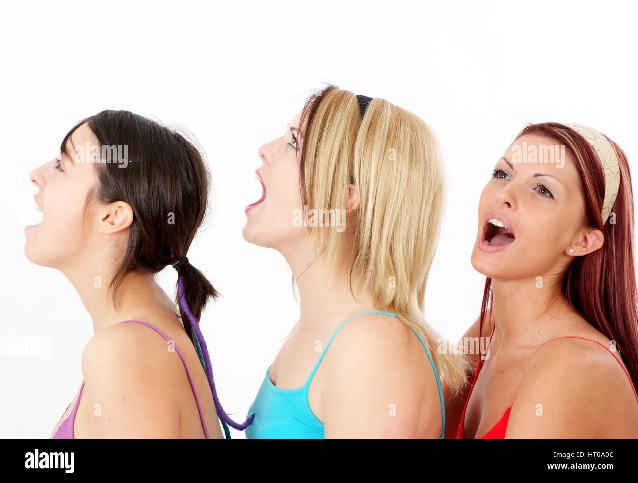 schreiende Frauen - screaming women Stock Photo