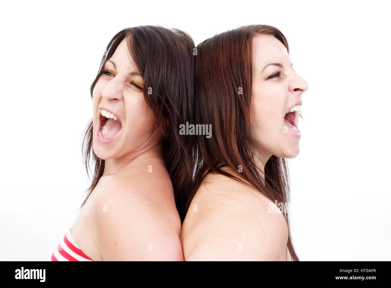 Zwillinge schreien - twins screaming Stock Photo