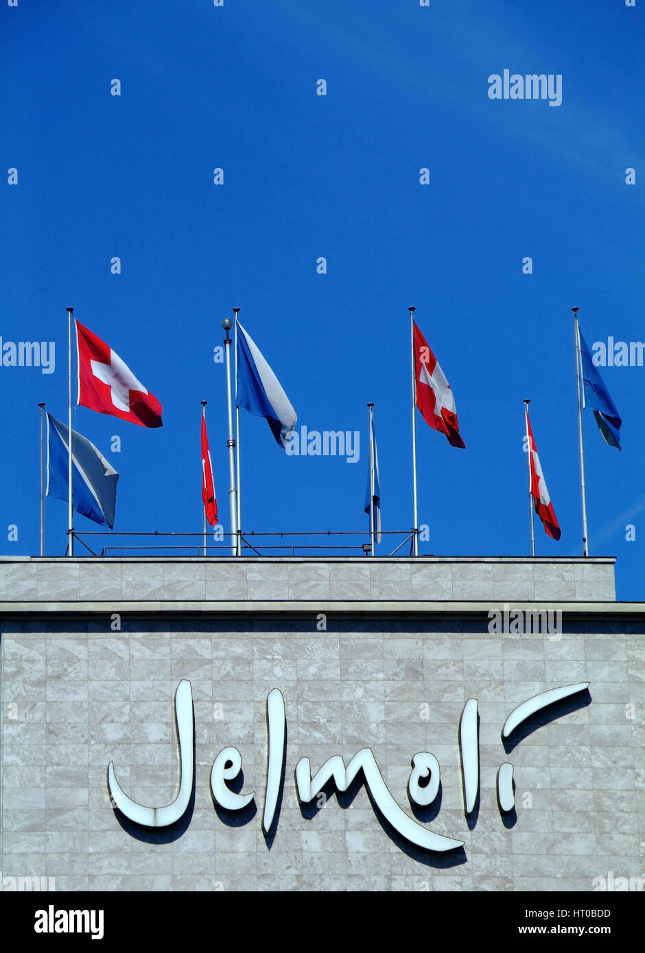bekanntes Kaufhaus Jelmoli in Zuerich, Schweiz - Swiss department store Jelmoli in Zurich Stock Photo