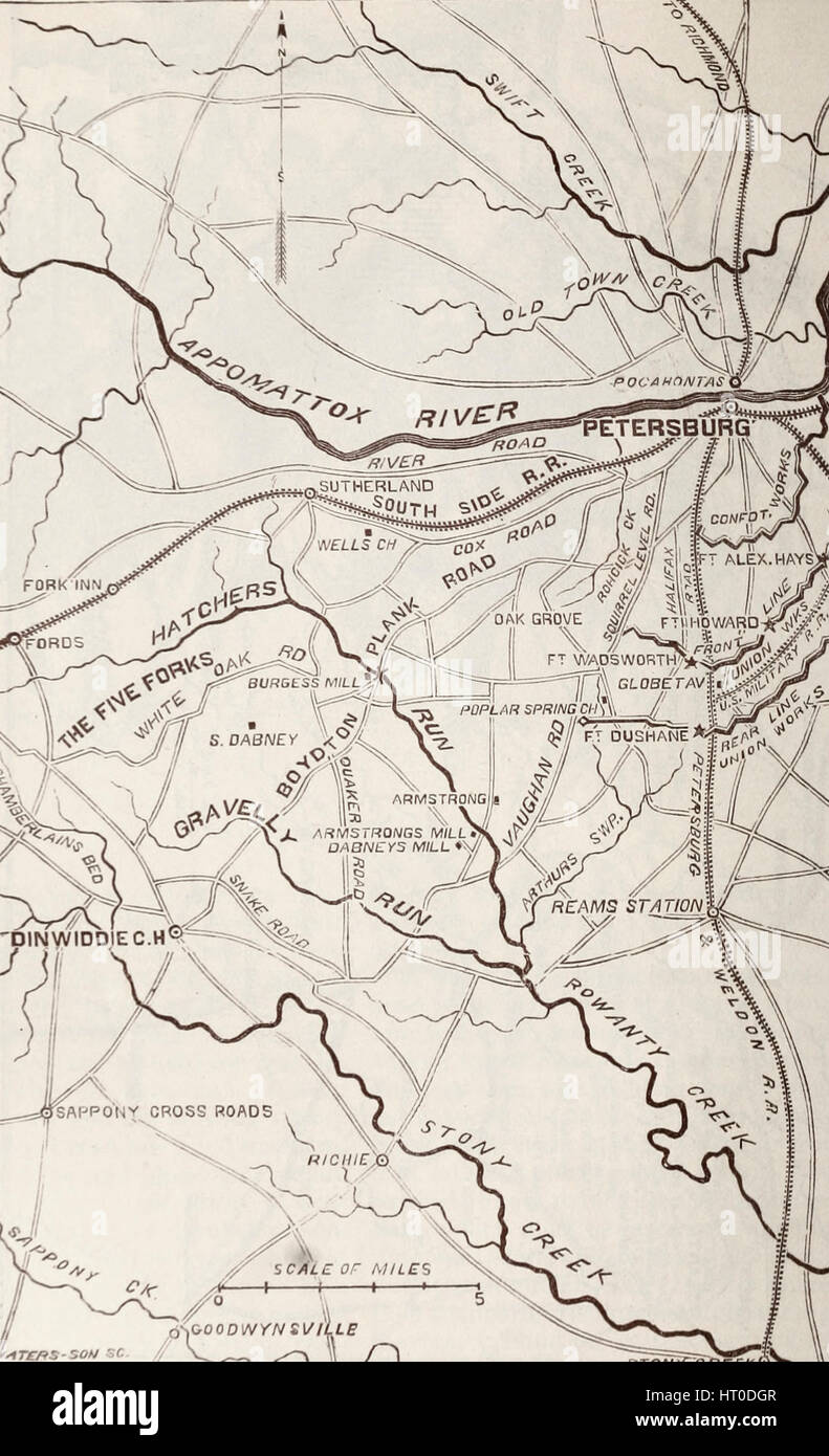 Map showing the positions of the armies near Petersburg, Virginia, American Civil War Stock Photo