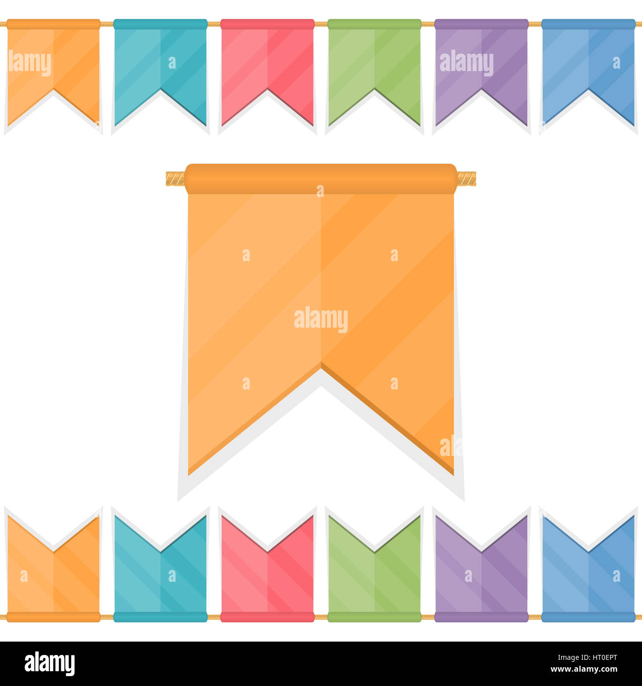 Colored festive flags on the rope, vector eps10 illustration Stock