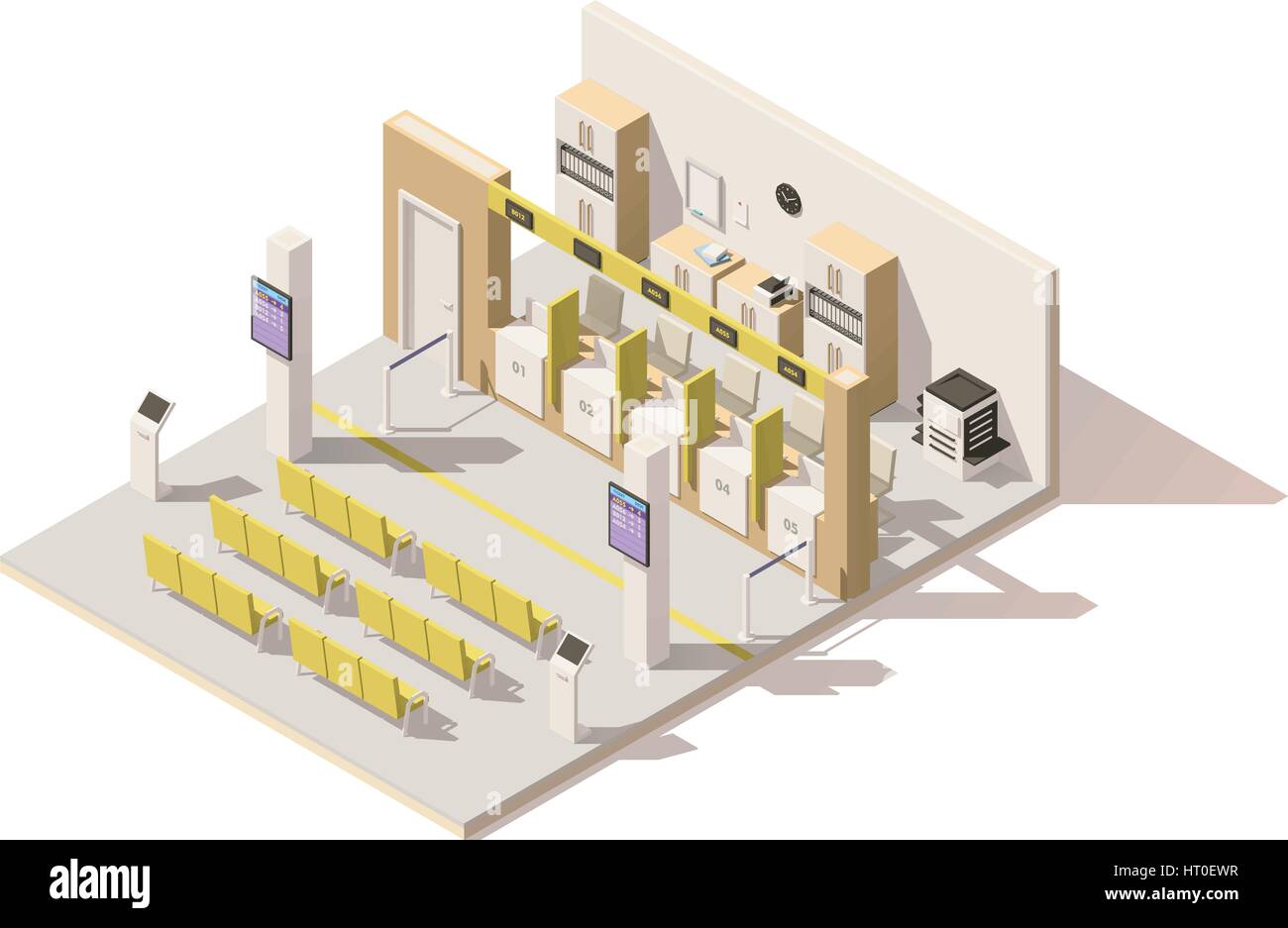 Vector isometric low poly visa application center Stock Vector