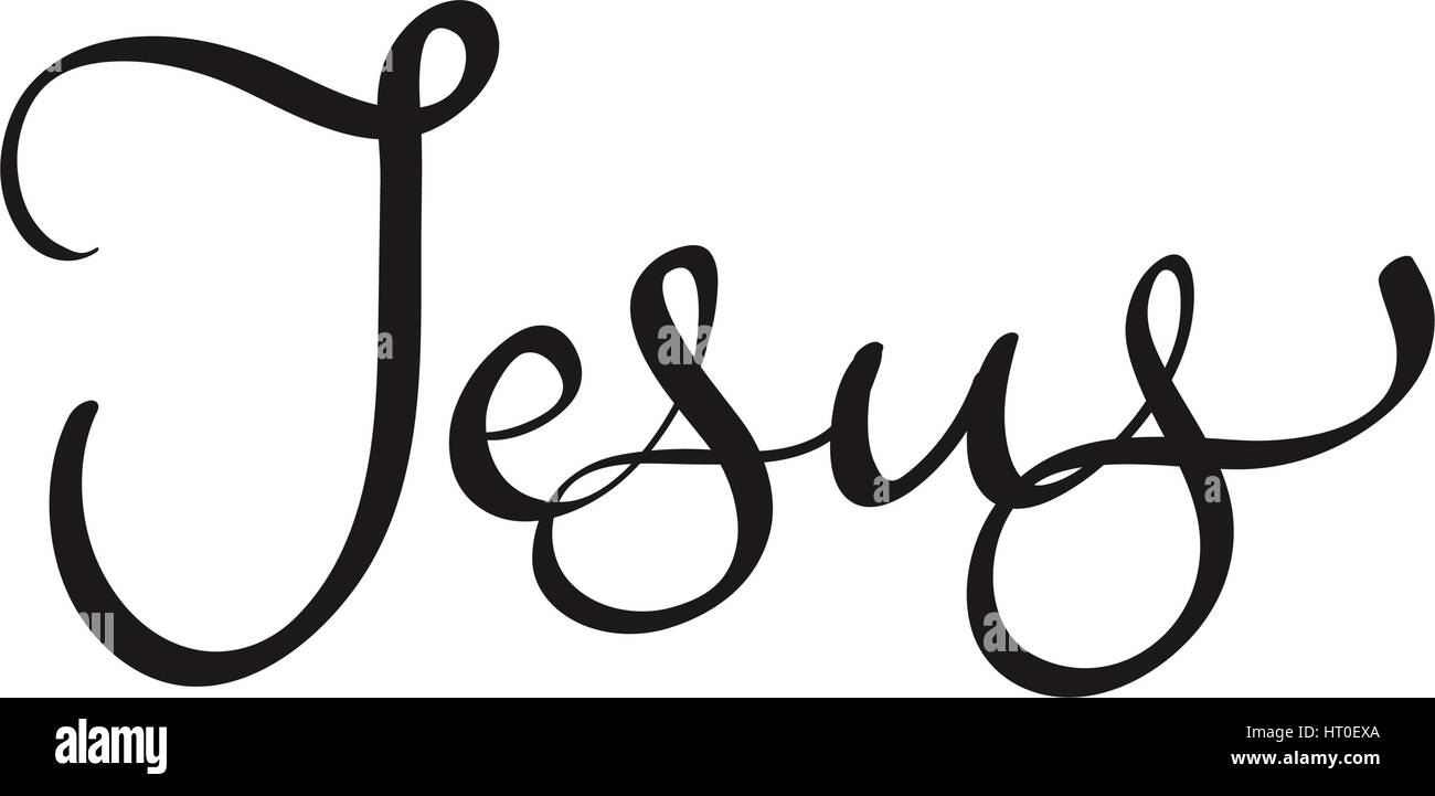 Jesus text on white background. Calligraphy lettering Vector illustration EPS10 Stock Vector