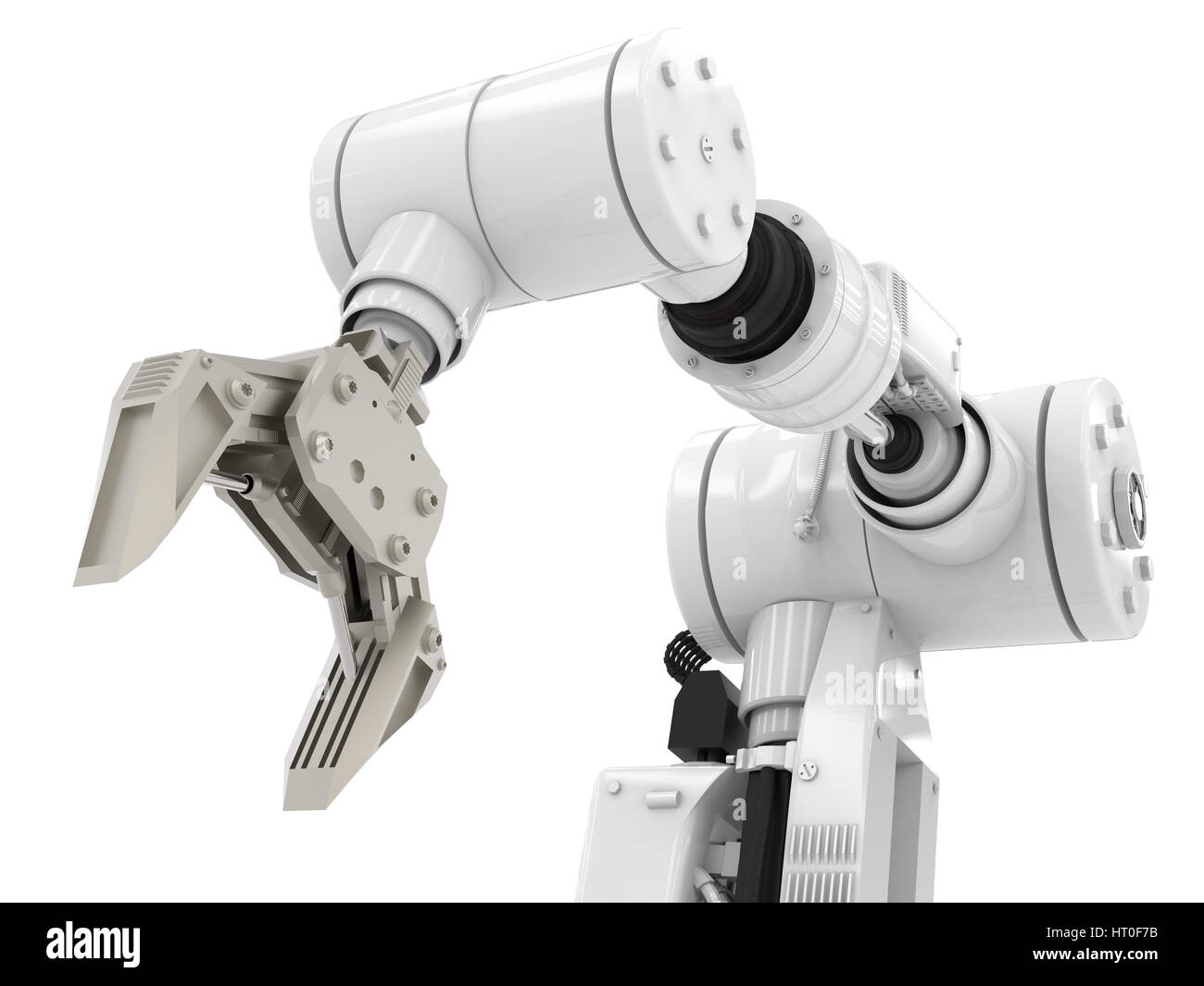 3d rendering robotic arm on white background Stock Photo - Alamy