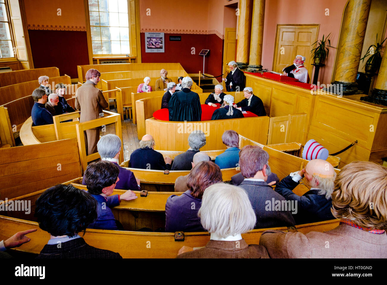 A scene in the courtroom in  Inveraray Jail, Inveraray, Argyll and Bute, Scotland Stock Photo