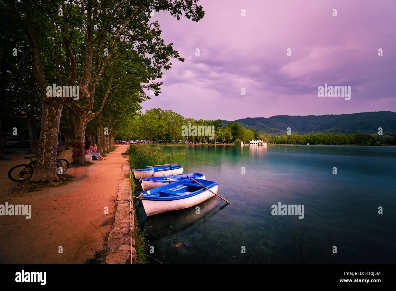 Lake Banyoles is the largest lake in Catalonia Stock Photo