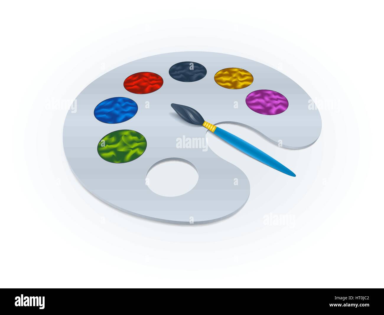 Realistic paintbrush, art palette and paints design. Vector