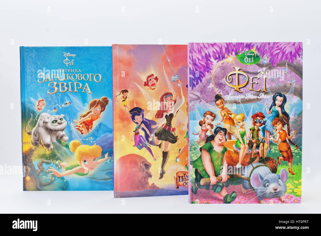 Hai, Ukraine - February 28, 2017: Animated Disney movies cartoon production  book sets Fairy on white background Stock Photo - Alamy