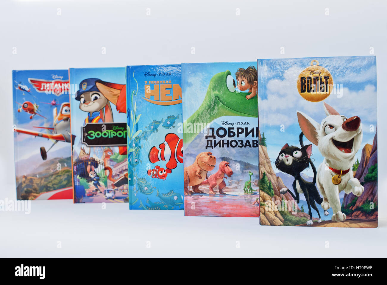 Hai, Ukraine - February 28, 2017: Animated Disney movies cartoon production  book sets on white background Stock Photo - Alamy